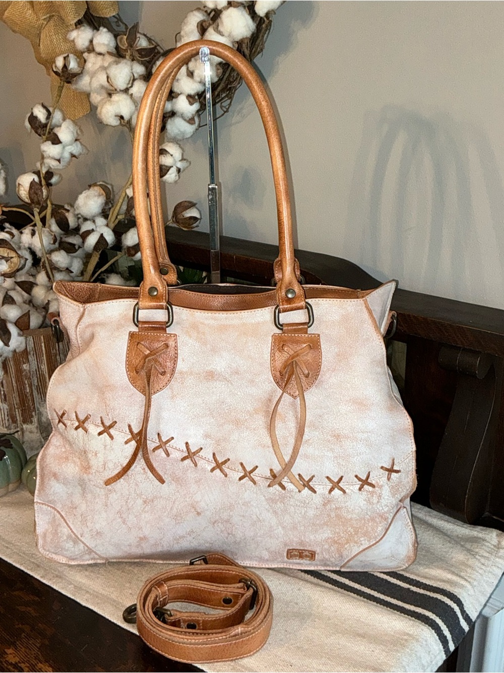 Bed Stu Bruna Handbag Shoulder Bag Crossbody Nectar Lux Tan Rustic MSRP $300
